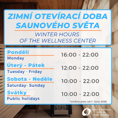Zimní otevírací doba Saunového světa
